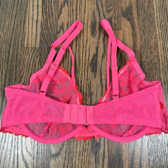 LOVE, VERA Embroidered Heart Lace Strappy Underwire Bra size 34D - Picture 3 of 7